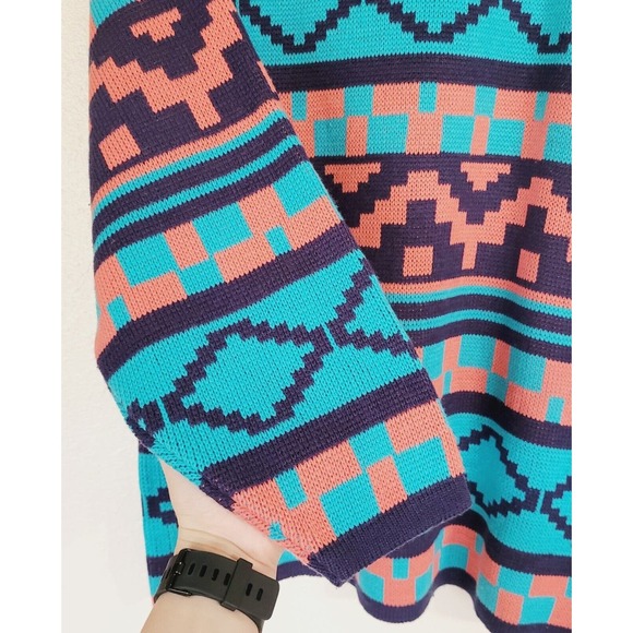 Michael Carrie Womens Vintage‎ Oversized Geometric Print Knit Sweater. Size M - Picture 4 of 7